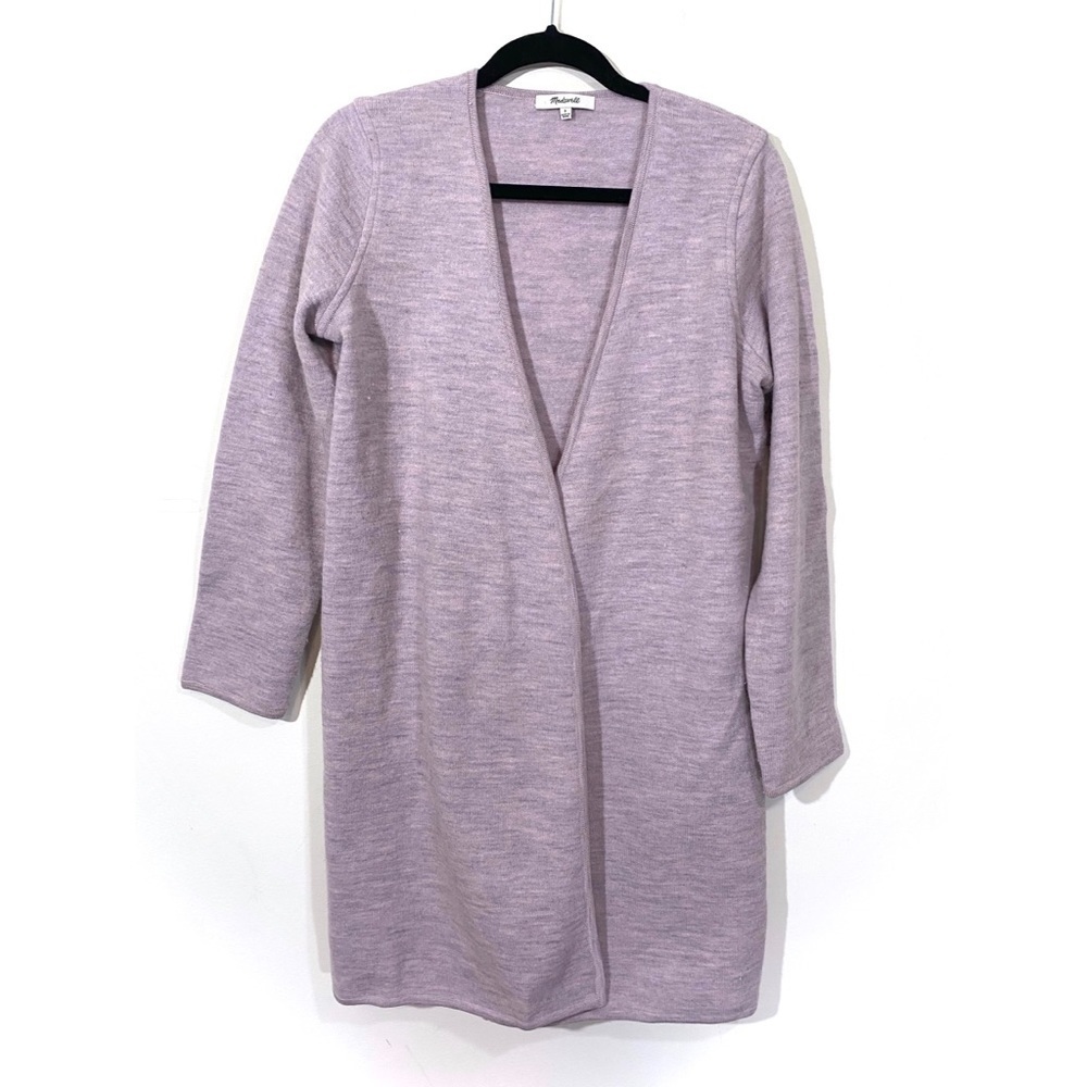 Madewell Lombard Sweater Coat 100% Merino Wool Pink Purple Small